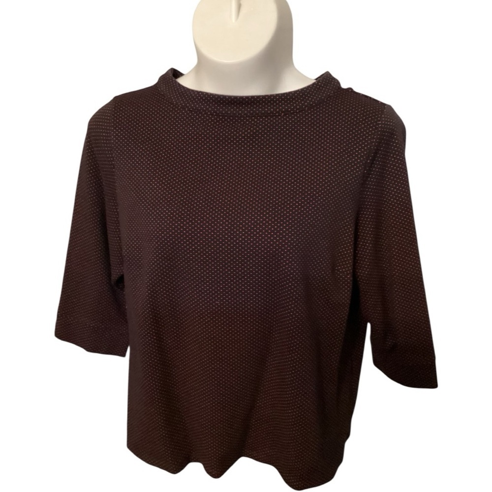 Plus Size Talbots Plum Textured 3/4-Sleeve Top Black with Red Polka Dots 2X - Picture 4 of 8
